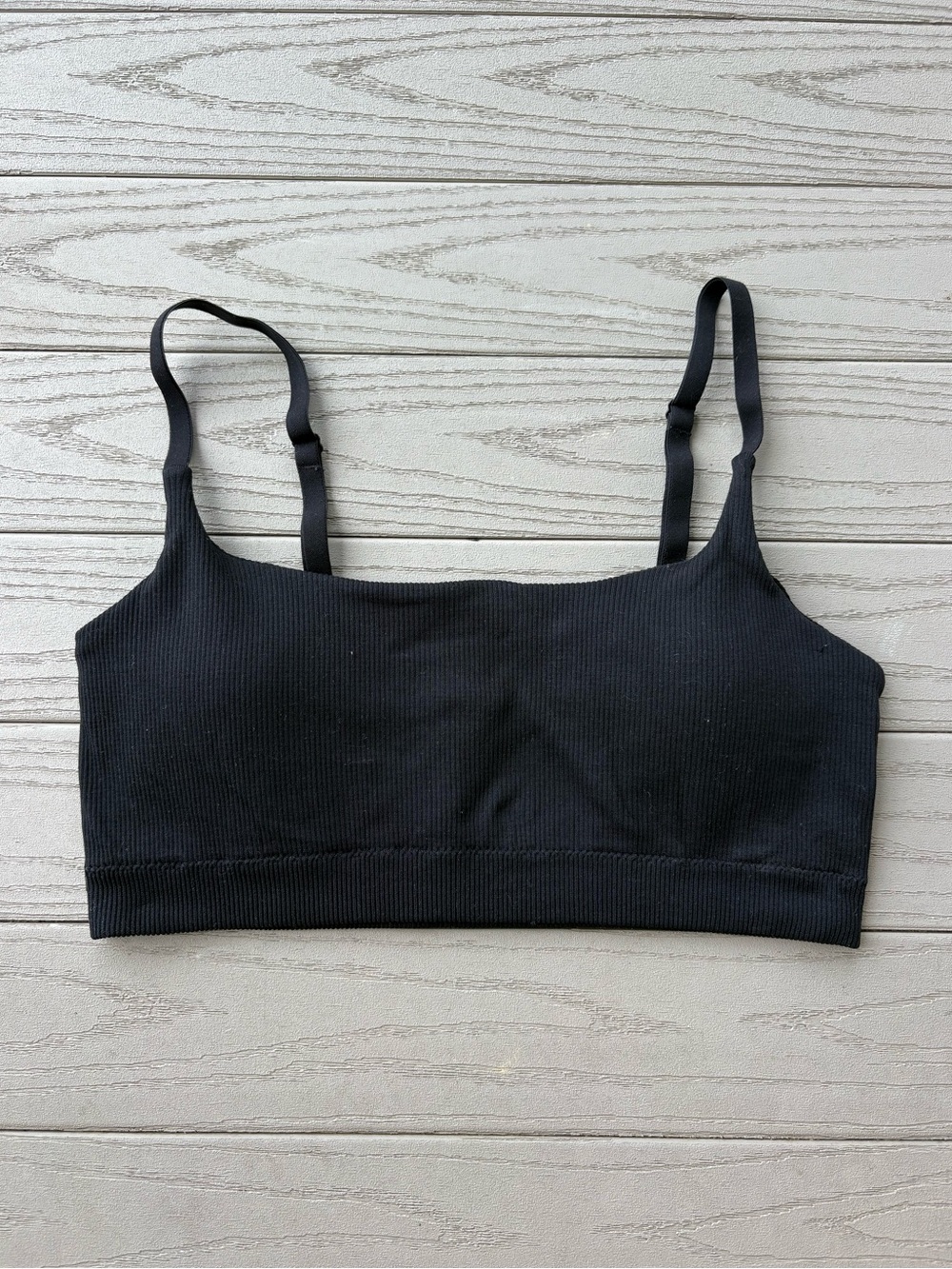 Aerie Black Ribbed Padded Bralette